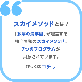 「茅渟の浦学園」が運営する独自開発のスカイメソッド。７つのプログラムが用意されています。